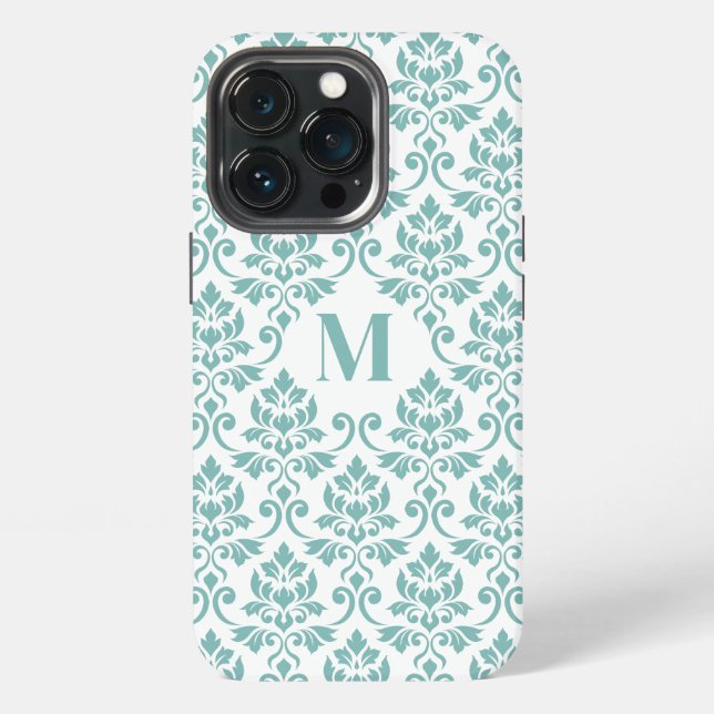 Feuille Damask Teal Pattern (Custom) iPhone Case (Back)