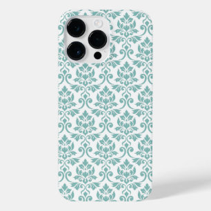 Feuille Damask Teal Pattern iPhone 14 Pro Max Case