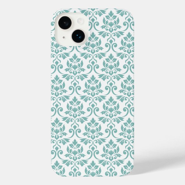 Feuille Damask Teal Pattern iPhone Case (Back)