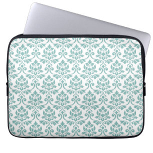 Feuille Damask Teal Pattern Laptop Sleeve