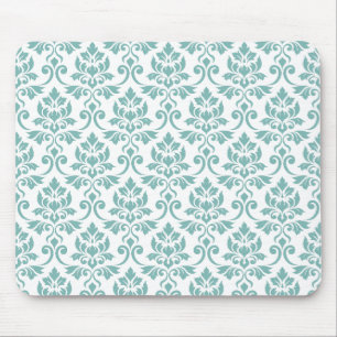Feuille Damask Teal Pattern Mouse Pad