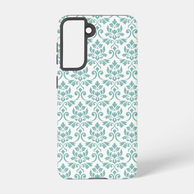 Feuille Damask Teal Pattern Samsung Galaxy S21 Case (Back)