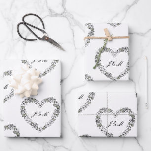 Feuille De Papier Cadeau Black and White Floral He Wrapping Paper Sheet
