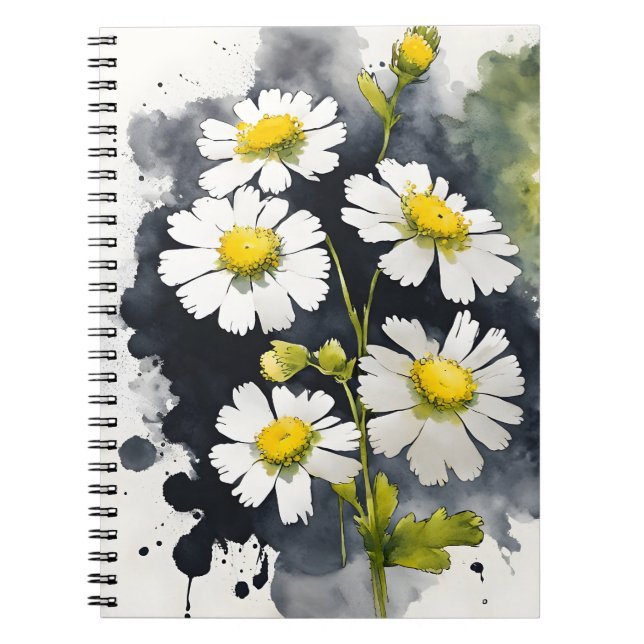 Feverfew - Watercolor flowers Notebook (Front)