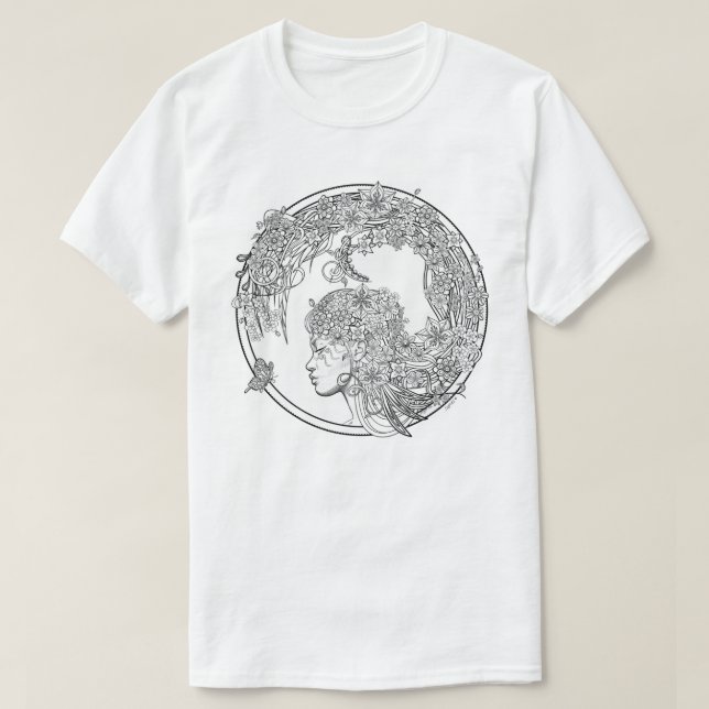 Fey Flower: DIY Adult Colouring by Sonja A.S. T-Shirt (Design Front)