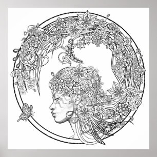 Fey Flower: LARGE DIY Colouring by Sonja A.S. Poster