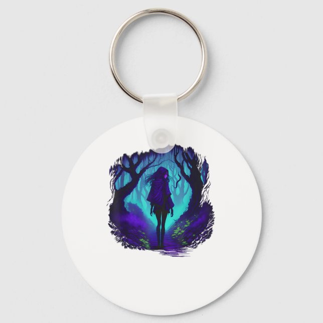 Fey Gothic Emo Goblincore Aesthetic  Forest Graphi Key Ring (Front)