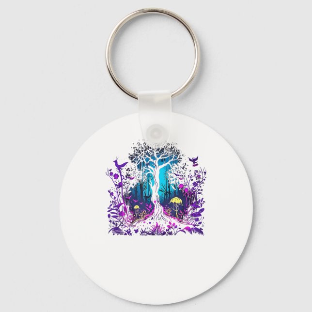 Fey Gothic Emo Goblincore Aesthetic  Forest Graphi Key Ring (Front)