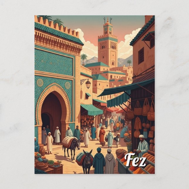 Fez Morocco Travel Postcard (Front)
