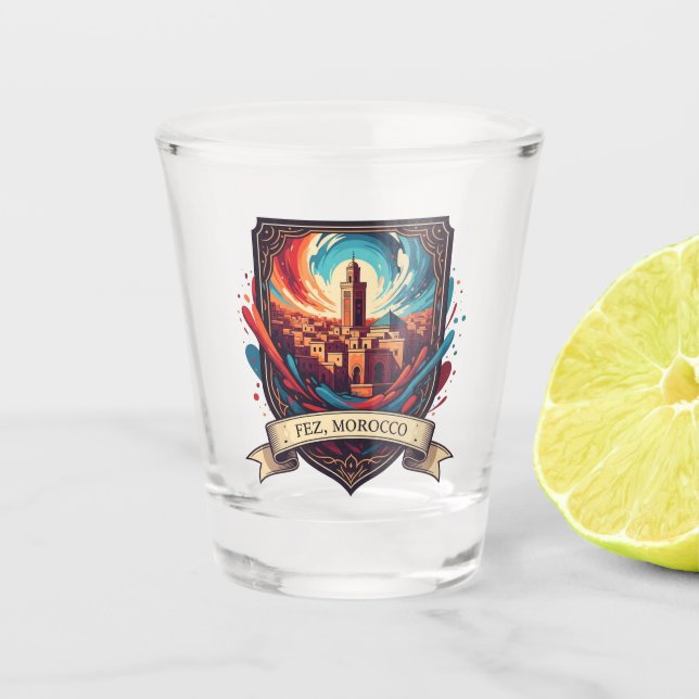 Fez Morocco Travel Shot Glass (Front)