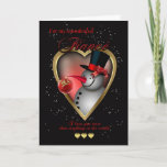 Fiance Christmas Card - Snowman In Heart<br><div class="desc">Fiance Christmas Card - Snowman In Heart</div>