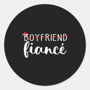 Fiance Fiancee Engaged Couples Matching Christmas  Classic Round Sticker