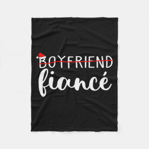 Fiance Fiancee Engaged Couples Matching Christmas Fleece Blanket