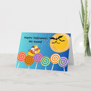 Fiance Halloween with Candy Corn Couple Card