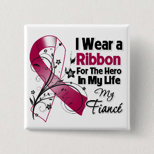 Fiance Hero in My Life Head Neck Cancer 15 Cm Square Badge
