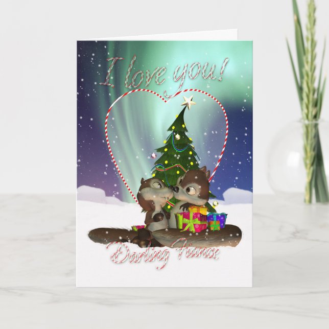 Fiance I Love You Christmas Card With Loving Squir (Front)