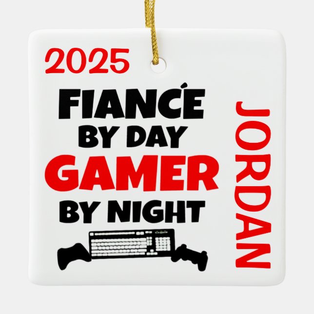 Fiance Loves Playing Video Games Ceramic Ornament (Front)
