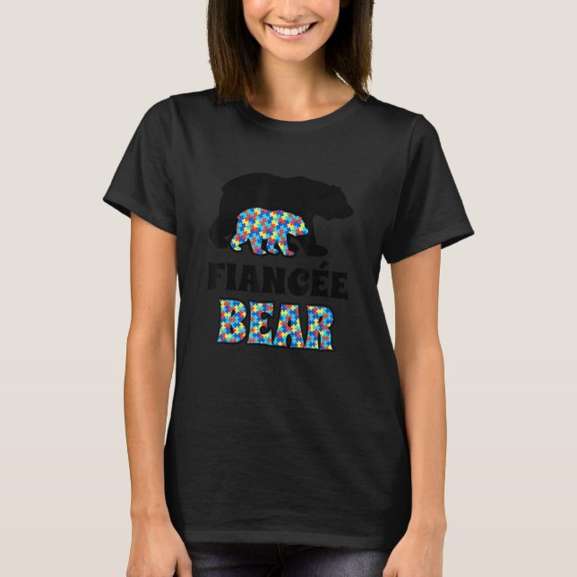 Fiancée Bear Autism Awareness T-Shirt (Front)