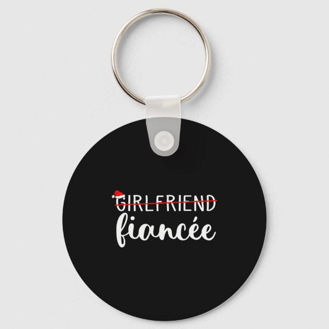 Fiancee Fiance Engaged Couples Matching Christmas  Key Ring (Front)