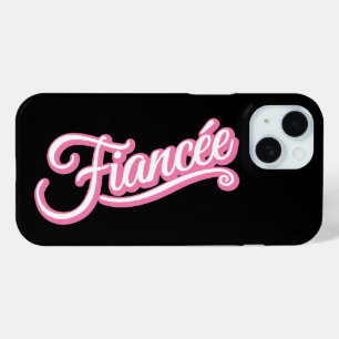 Fiancee pink/white on black iPhone 15 case