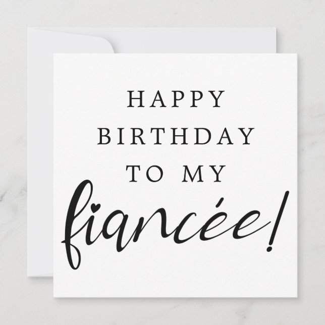 fiancee romantic heart font modern happy birthday card (Front)