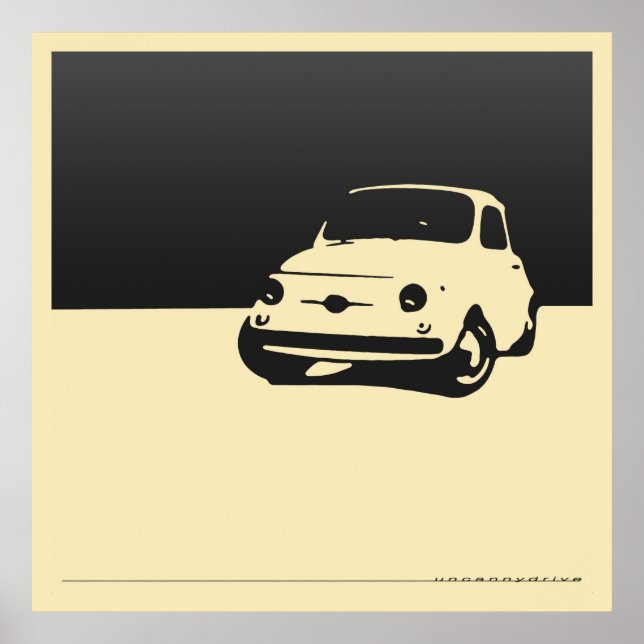 Fiat 500, 1959 - Charcoal black on cream poster (Front)