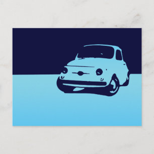 Fiat 500, 1959 - Lt blue on dark postcard