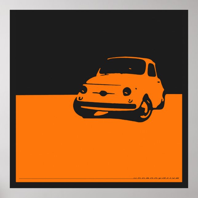 Fiat 500, 1959 - Orange on black poster (Front)