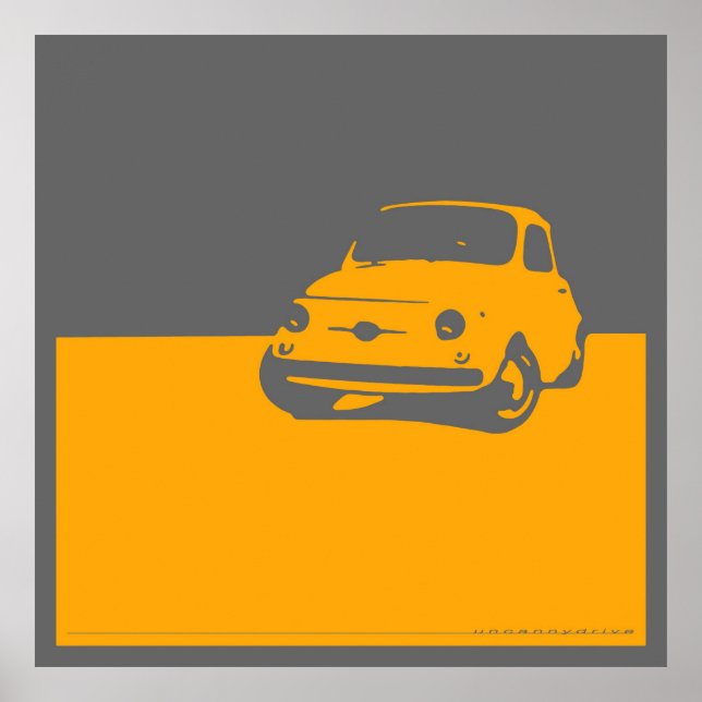 Fiat 500, 1959 - Yellow on grey Poster (Front)