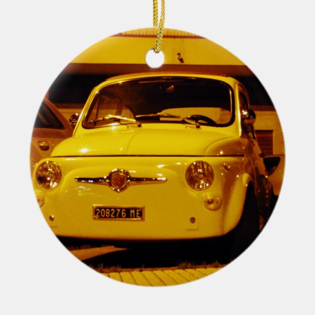 Fiat 500 Abarth. Ceramic Tree Decoration (Front)