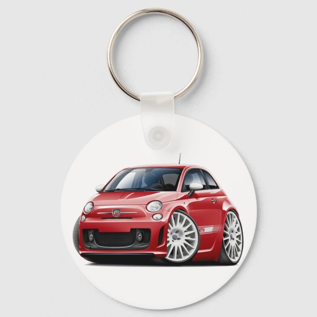 Fiat 500 Abarth Red Car Key Ring (Front)