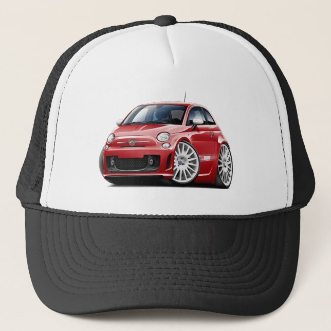 Fiat 500 Abarth Red Car Trucker Hat (Front)