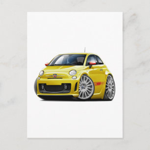 Fiat 500 Abarth Yellow Car Postcard