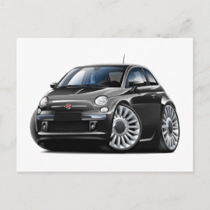 Fiat 500 Black Car Postcard