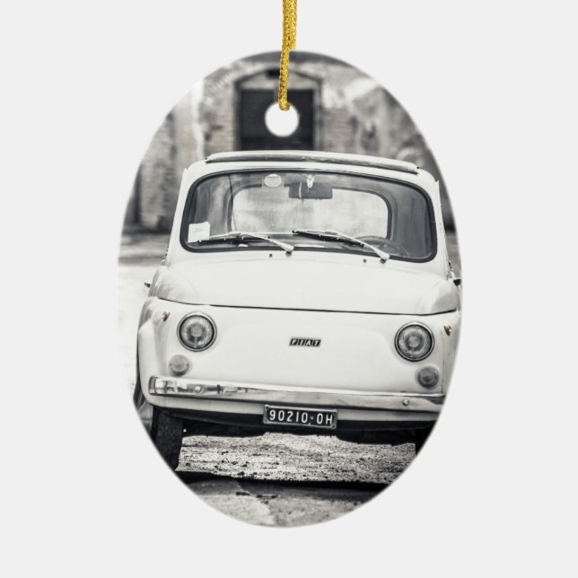 Fiat 500, Cinquecento in Italy Ceramic Tree Decoration (Front)