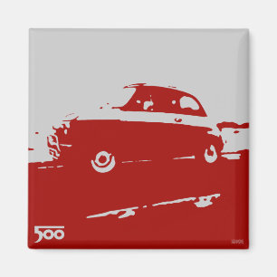 Fiat 500 classic magnet - Red on light