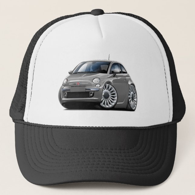 Fiat 500 Grey Car Trucker Hat (Front)