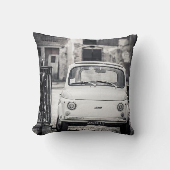 Fiat 500 in Italy, classic car cushion (Front)
