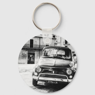 Fiat 500 in Italy retro travel gifts Key Ring