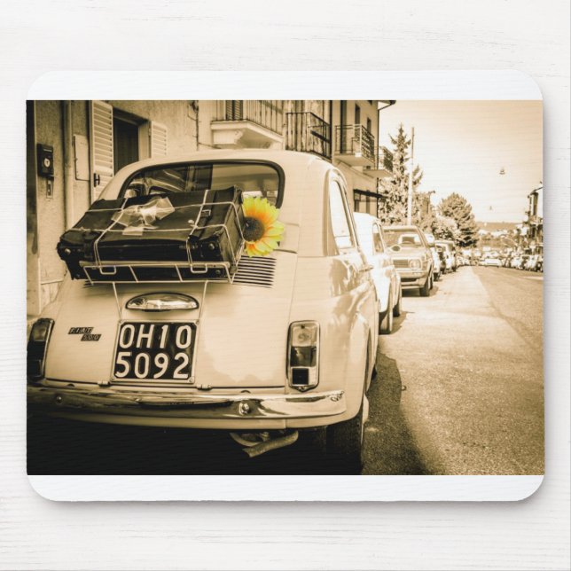 Fiat 500 in Italy, sunflower design mouse mat (Front)