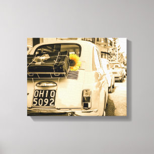Fiat 500 in Italy vintage canvas