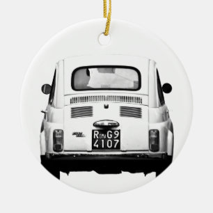Fiat 500 in Rome, Italy. Ceramic Tree Decoration
