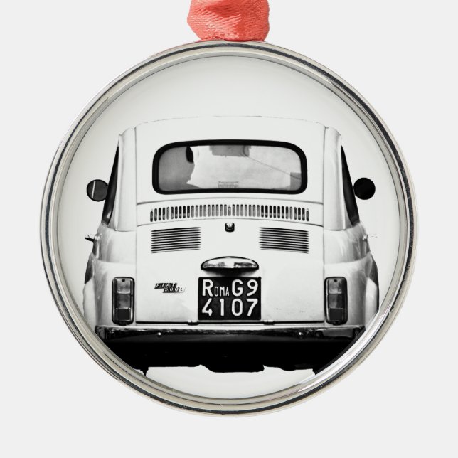 Fiat 500 in Rome, Italy. Metal Tree Decoration (Front)