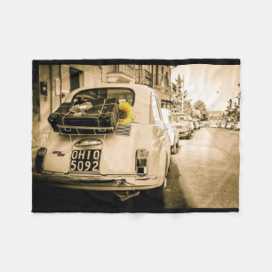 Fiat 500, Italy, Fleece Blanket vintage car