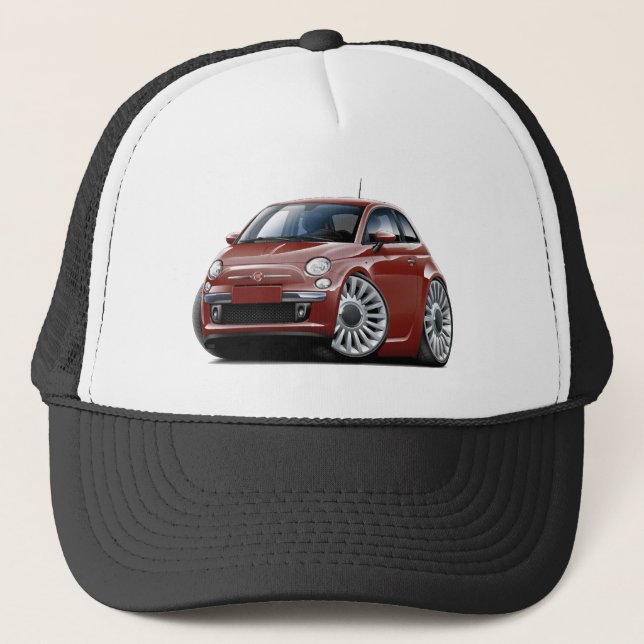 Fiat 500 Maroon Car Trucker Hat (Front)