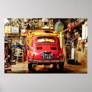 Fiat 500 Poster, retro cinquecento, in Italy Poster