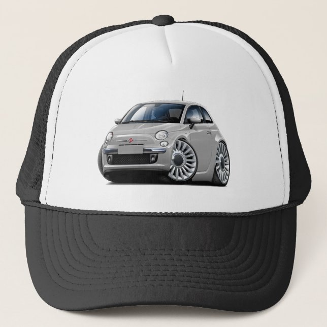 Fiat 500 Silver Car Trucker Hat (Front)