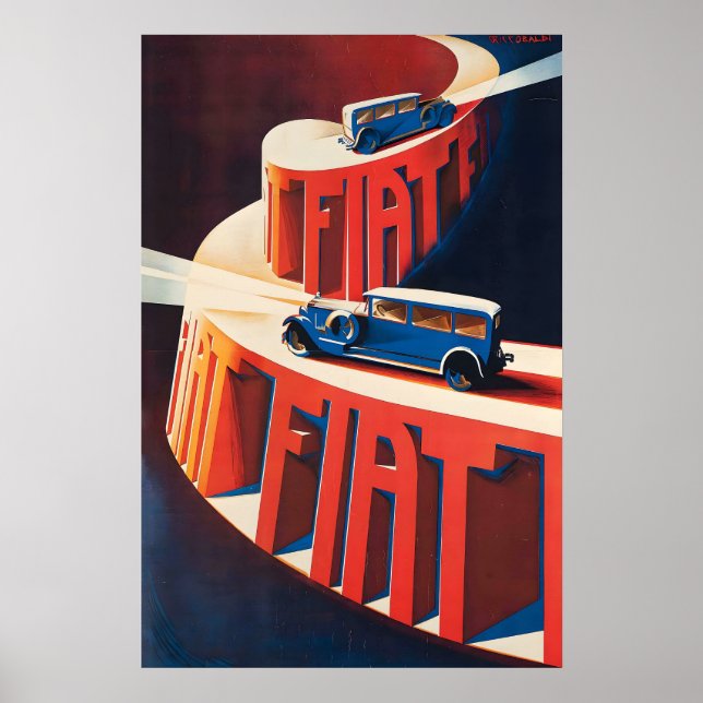 Fiat Automobile 1928 Vintage Car Poster (Front)