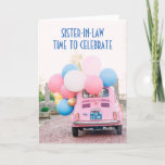FIAT/BALLONS SISTER-IN-LAW ON YOUR BIRTHDAY CARD<br><div class="desc">A FIAT FILLED WITH BALLOONS AND "YOUR WISHES" MAKE THIS CARD SO VERY SPECIAL FOR YOUR "SISTER-IN-LAWS" BIRTHDAY AND BEING FROM "YOU" MAKES IT EVEN MORE SO!!!</div>