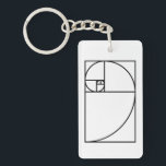 Fibonacci golden ratio - unique mathematical art key ring<br><div class="desc">This elegant,  modern design features Fibonacci's golden ratio. Use this contemporary,  artistic line drawing to impress your friends,  whether they be mathematicians or graphic designers!</div>